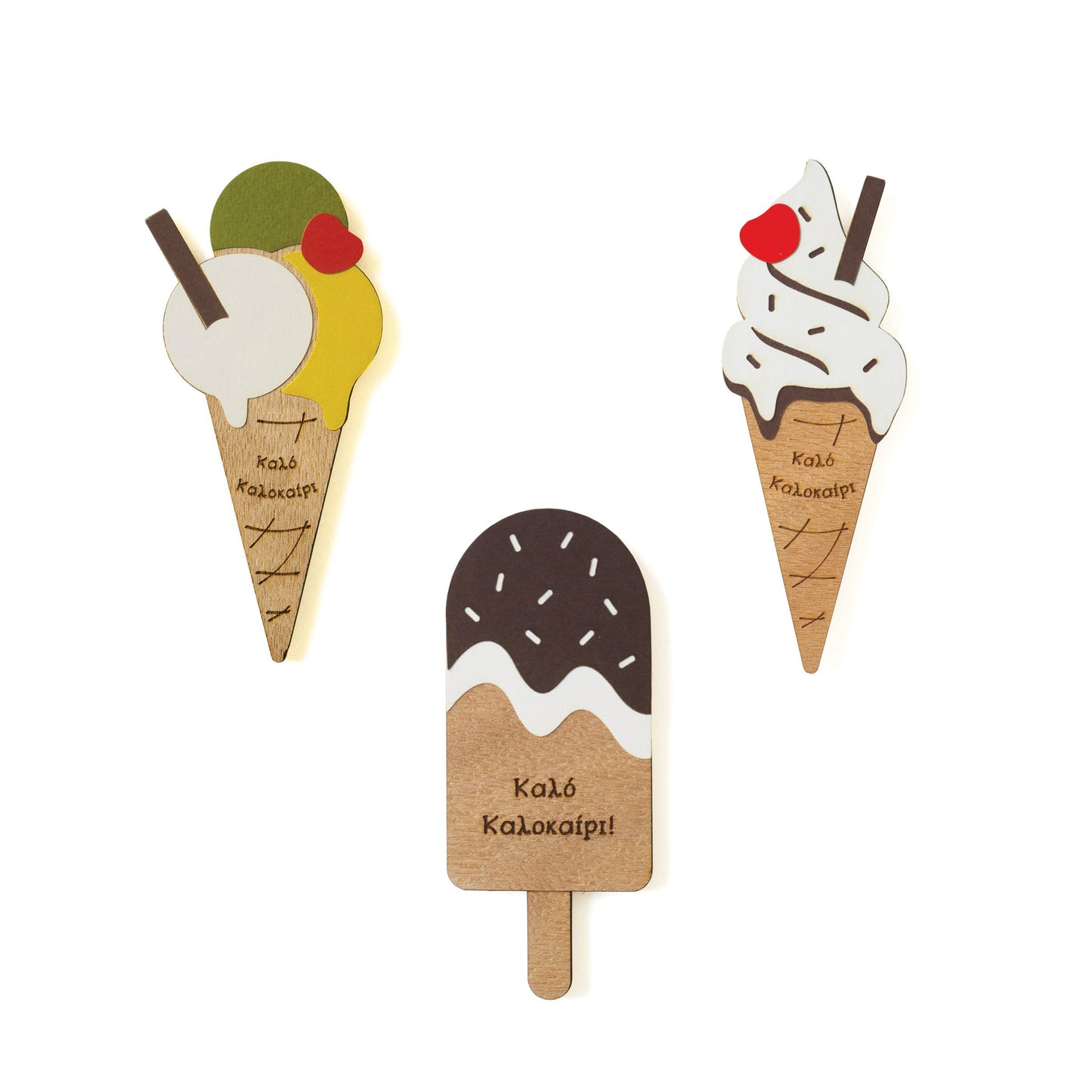 Gift for the teacher, wooden "Happy summer" ice cream magnet