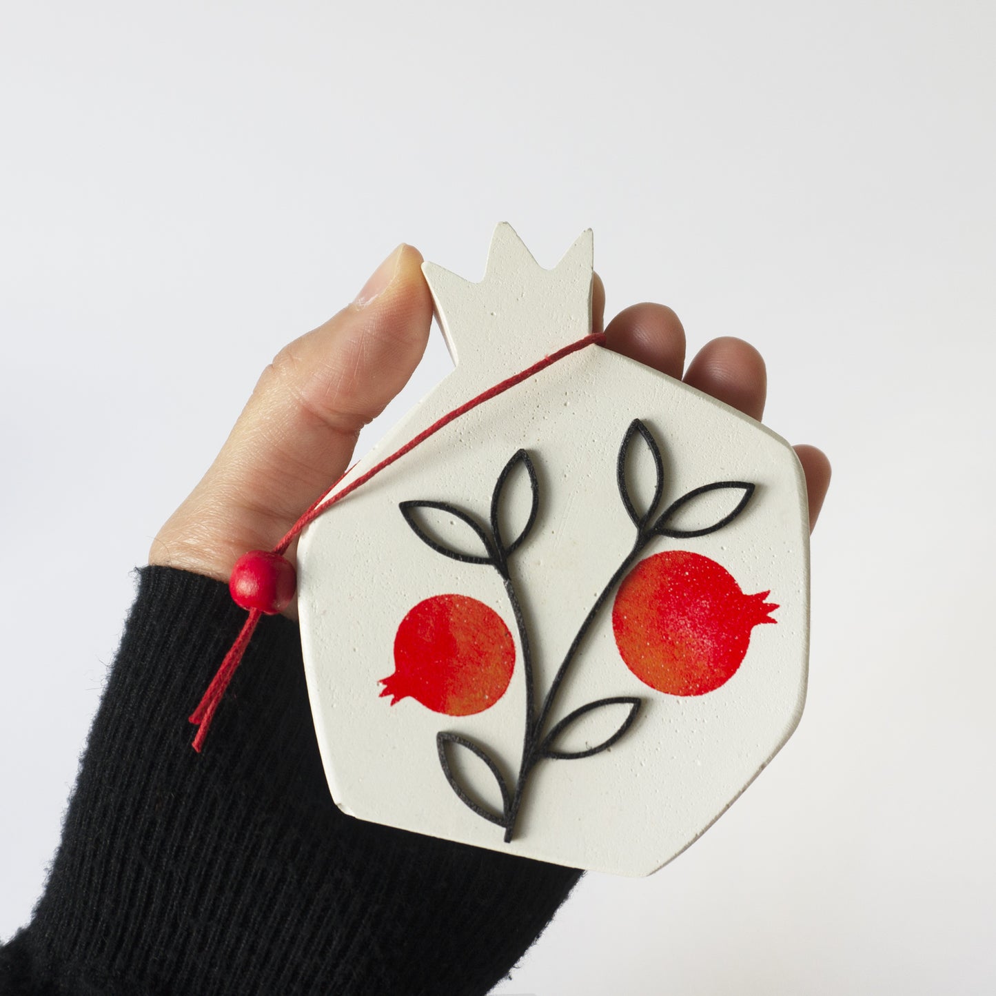 λευκό ρόδι φούντα τσιμέντο γούρι 2027 concrete Christmas ornament