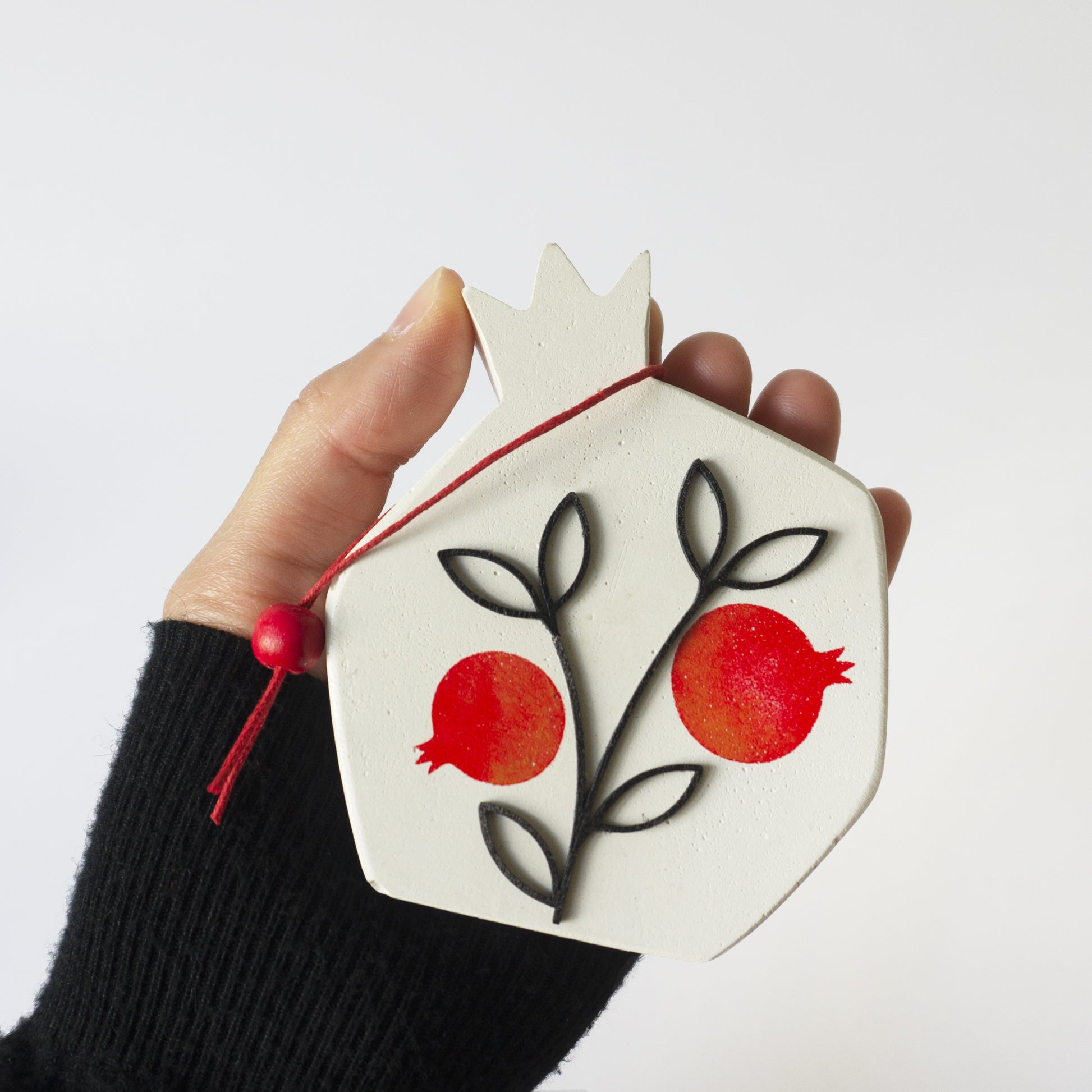 λευκό ρόδι φούντα τσιμέντο γούρι 2027 concrete Christmas ornament