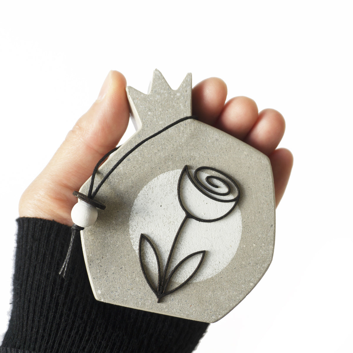 λευκό ρόδι τριαντάφυλλο τσιμέντο γούρι 2027 concrete Christmas ornament