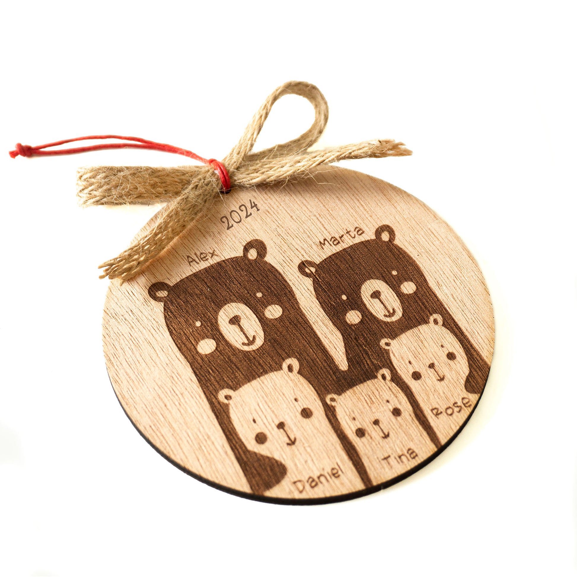 Γούρι αρκούδες προσωποποιημένο οικογένεια ξύλινο