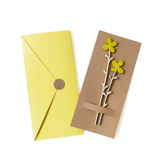 Wooden magnet with yellow flowers - Gift for Mother's Day