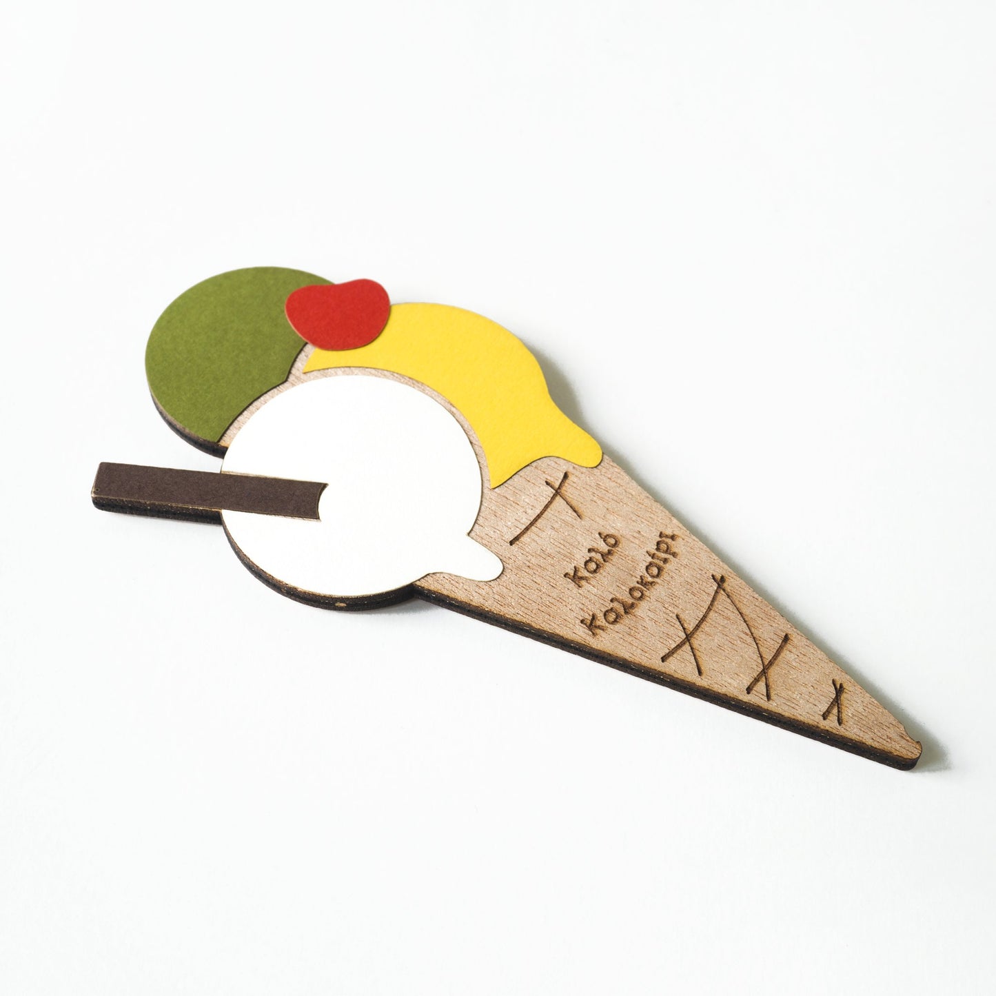 Wooden ice cream magnet, gift for the teacher