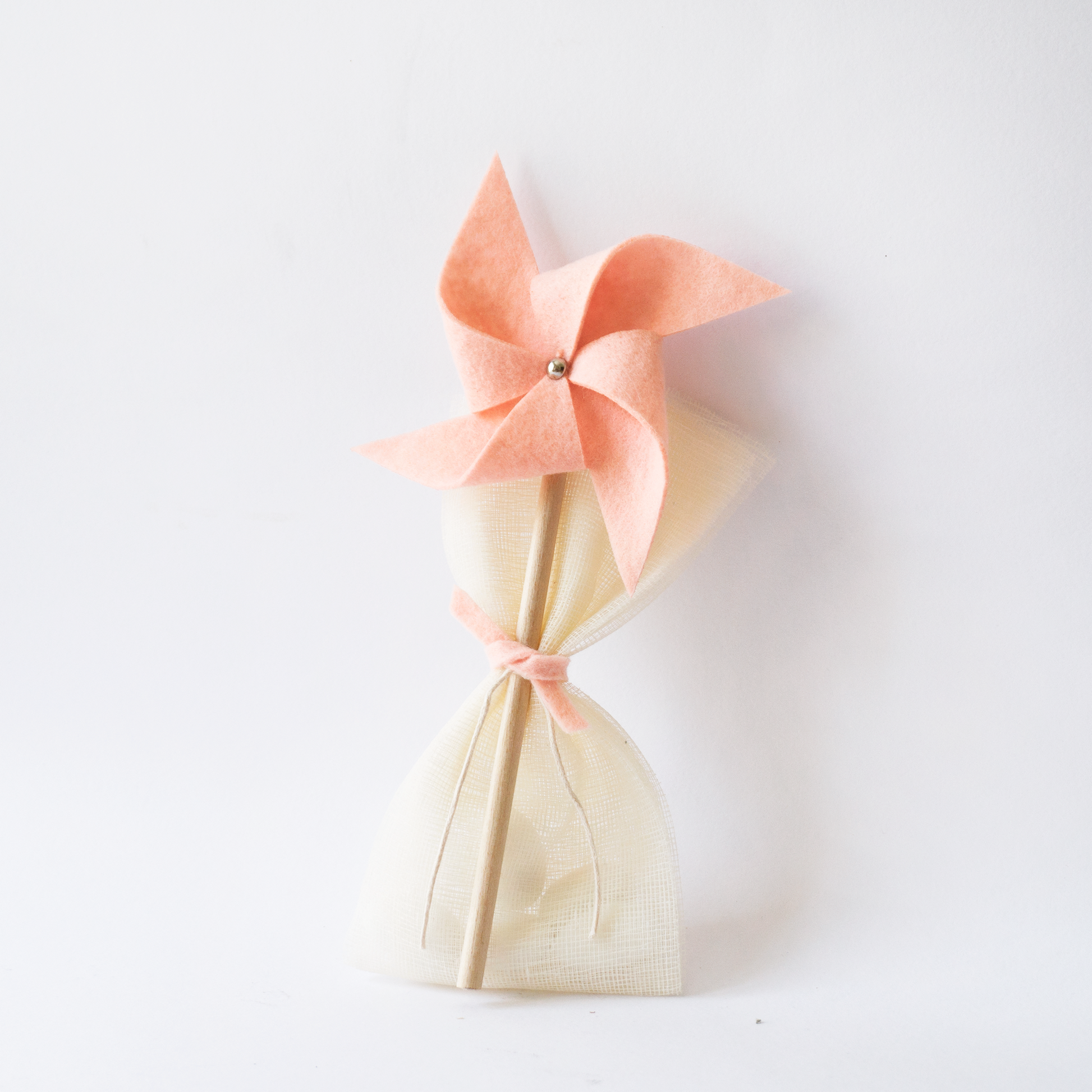 elegant romantic baptism favor
with pinwheels
