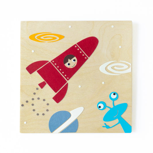Ξύλινος παιδικός πίνακας διαστημόπλοιο