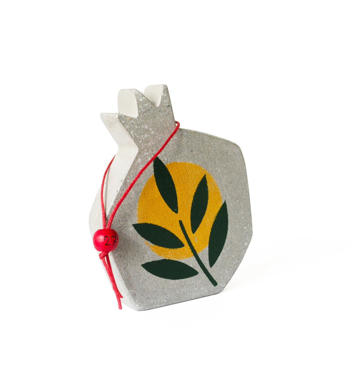 μινιμαλ ρόδι κλαδί ελιάς τσιμέντο γούρι 2027 cement christmas ornament